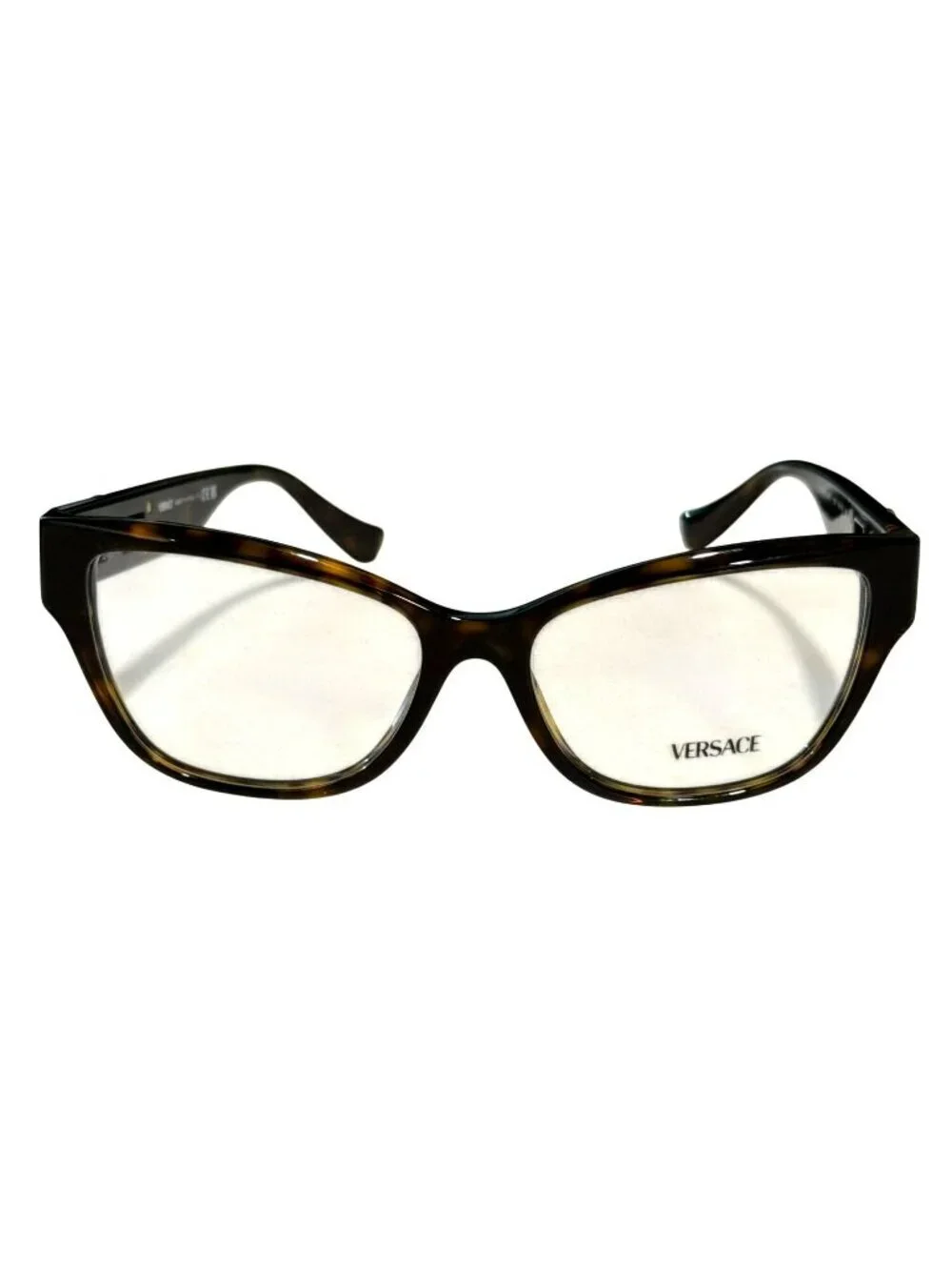 Versace Tortoise Cat Eye RX Glasses Gold Medusa New 3347